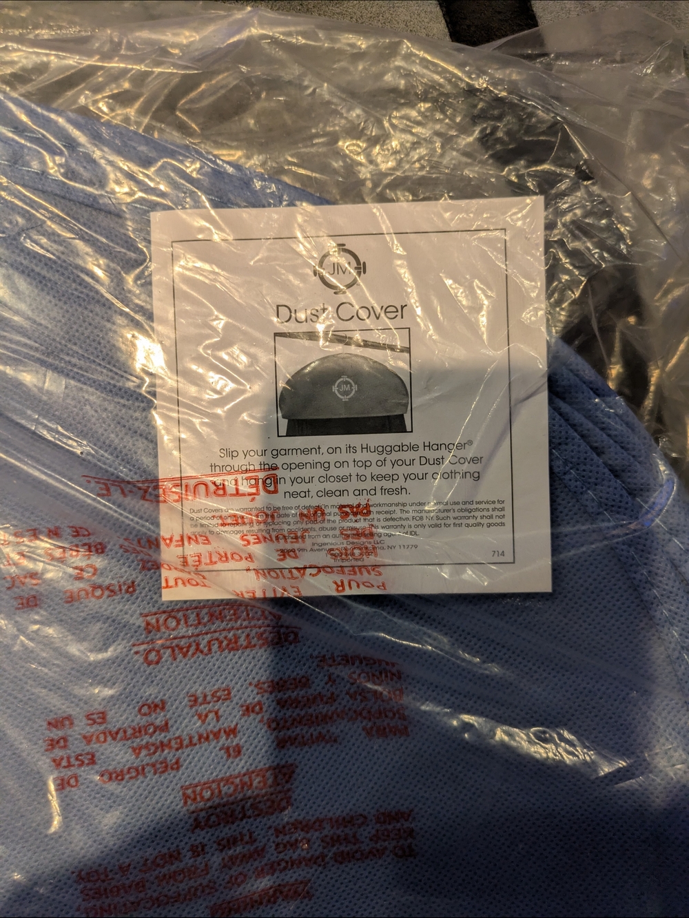 3 JM blue shoulder dust cover
